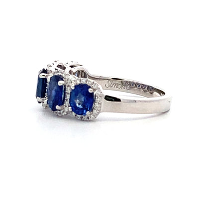 Sapphire and Diamond Band in White Gold by Simon G