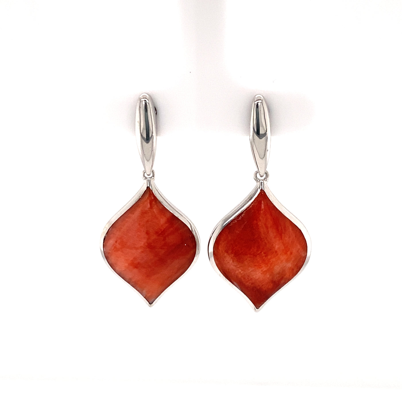 Kabana Silver Red Spiny Oyster Drop Earrings R-CHE540SR