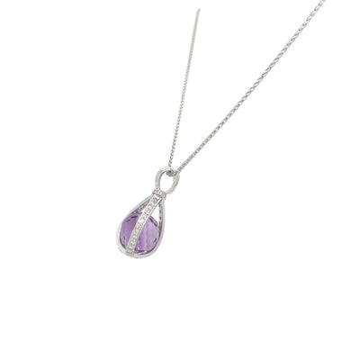 ESTATE Topaz/Amethyst Briolette Pendant in White Gold