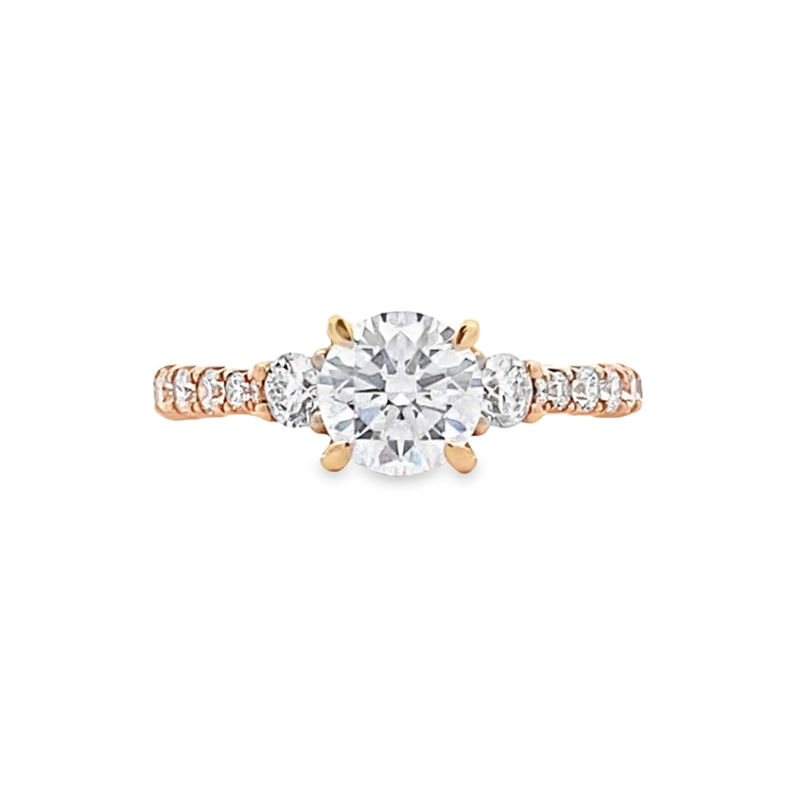 FANA 14 Karat 3 Stone Diamond Engagement Ring S3921/YG