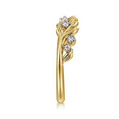 14K Yellow Gold .09CTW Diamond Open Floral Anniversary Band, Size 6.5 by Gabriel & Co.