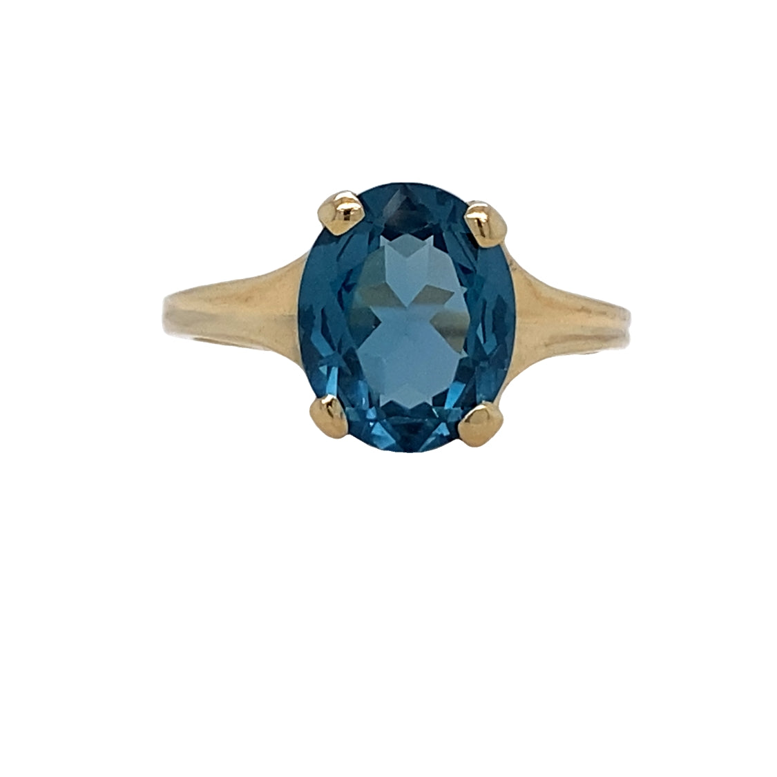 ESTATE Blue Topaz Ring in Yellow Gold