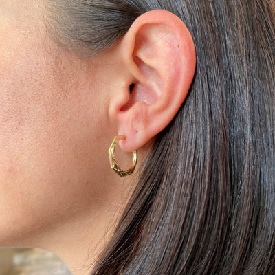 ESTATE Textured Hoops in Yellow Gold