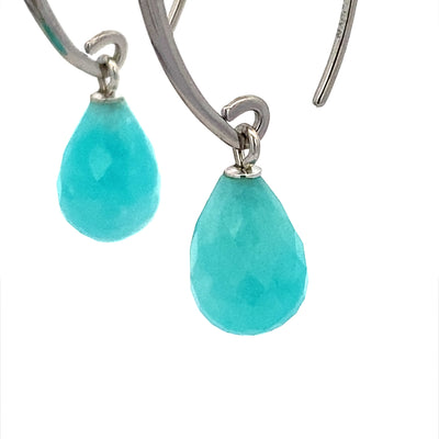 Amzaonite Briolette Gemstone Earrings in Silver