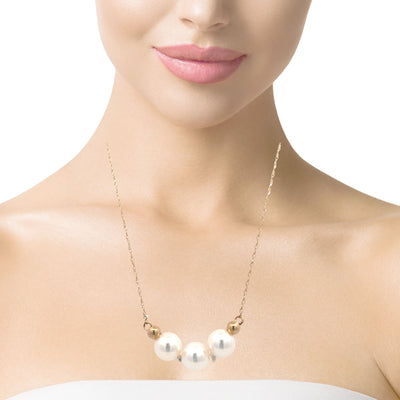 Three Pearl Add-a-Pearl Necklace in Yellow Gold by B&C