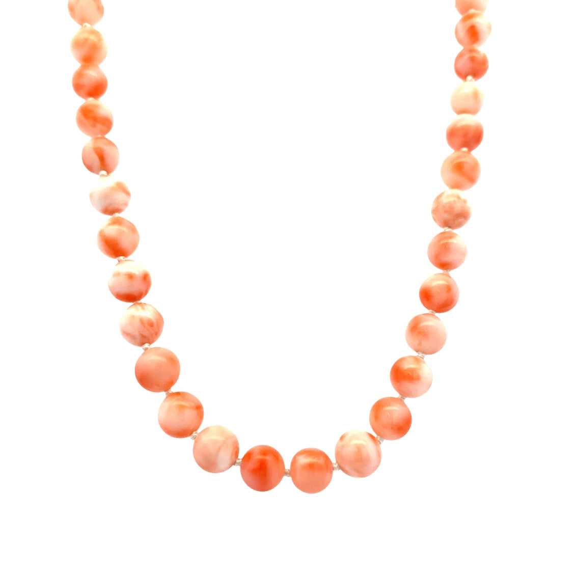 ESTATE 30" Coral Bead Necklace in Silver