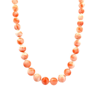 ESTATE 30" Coral Bead Necklace in Silver