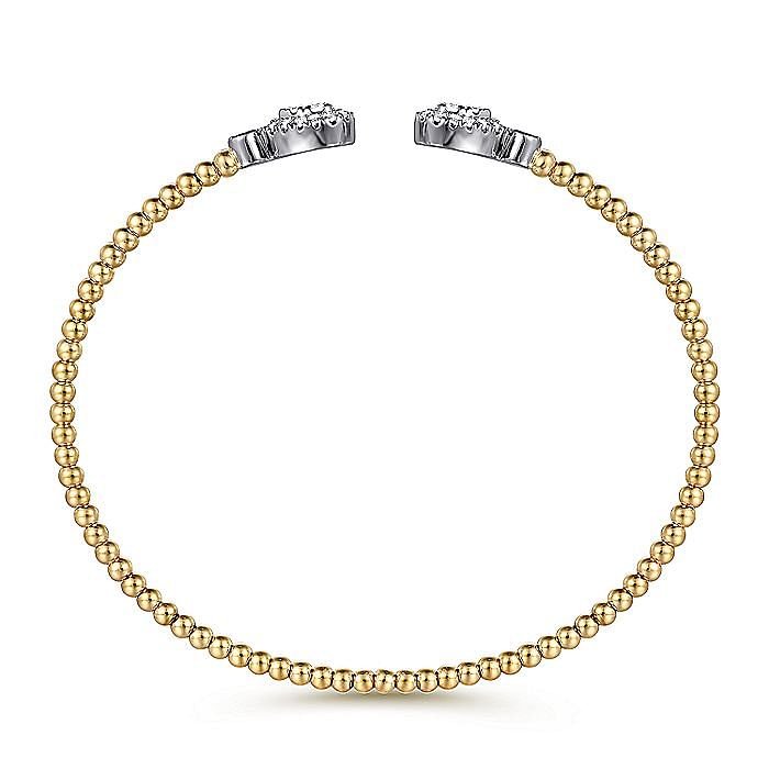 Rounded End Diamond Cuff  in Two-Tone Gold by Gabriel & Co.