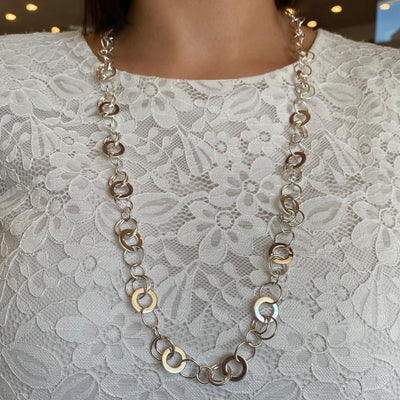 ESTATE 30" Fancy Link Necklace in Silver