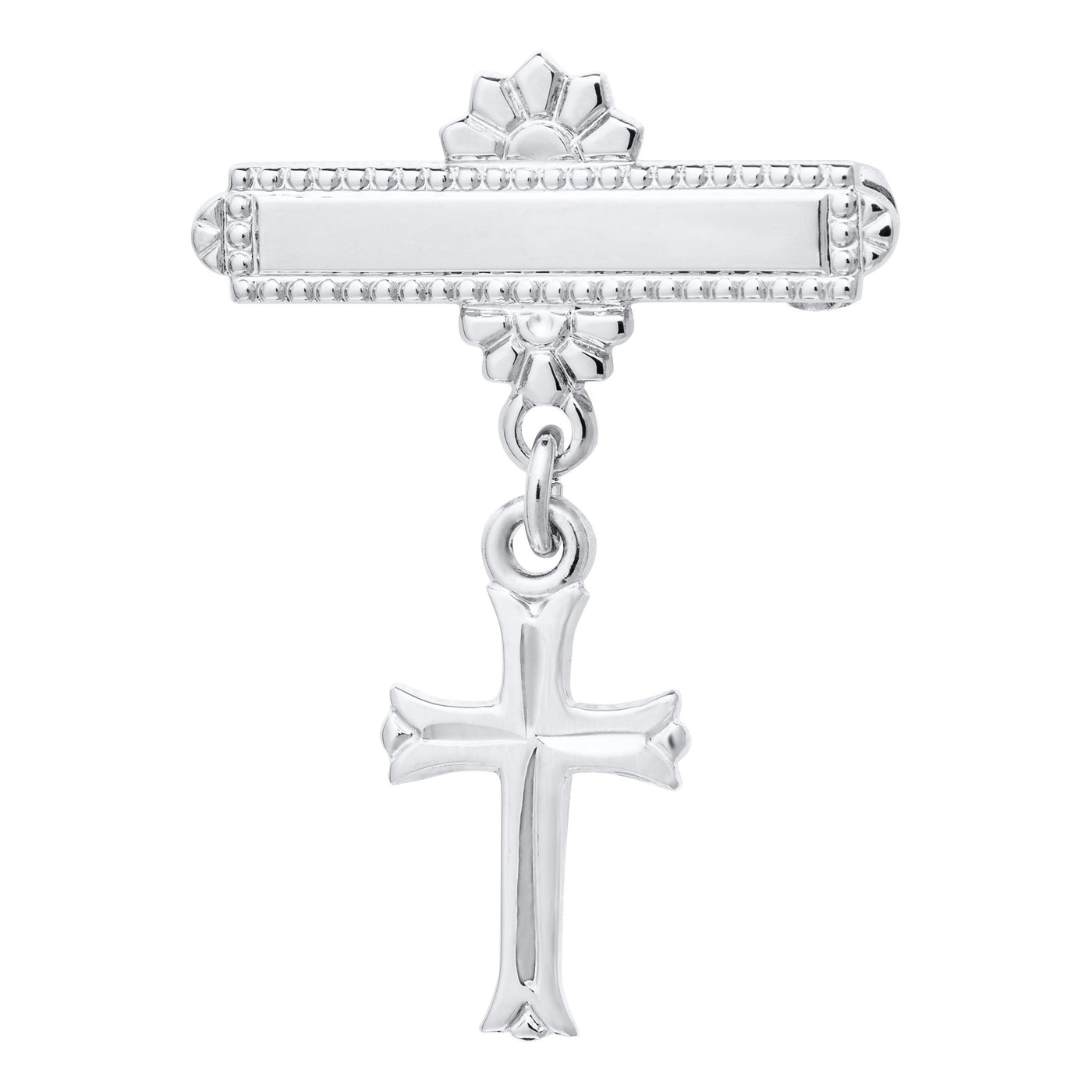 Child's Pin with Drop[ed Cross in Silver
