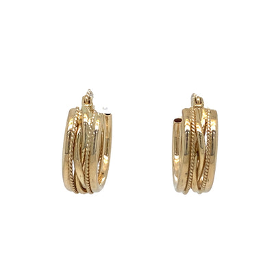 ESTATE Textured Huggies in Yellow Gold