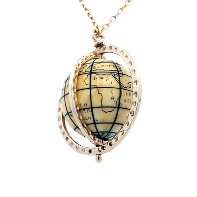 ESTATE Rotating Globe Pendant in Yellow Gold