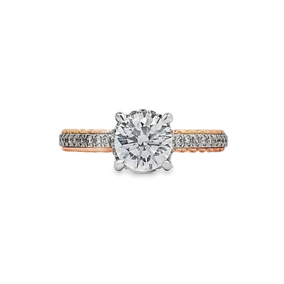 Gabriel & Co. 14 Karat Rose and White Gold Rope Detail Diamond Engagement Ring ER15168R4T44JJ