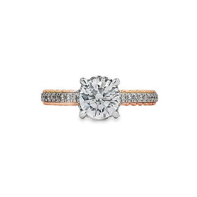 Round Diamond Side Stone Engagement Ring in Two-Tone Gold by Gabriel & Co.