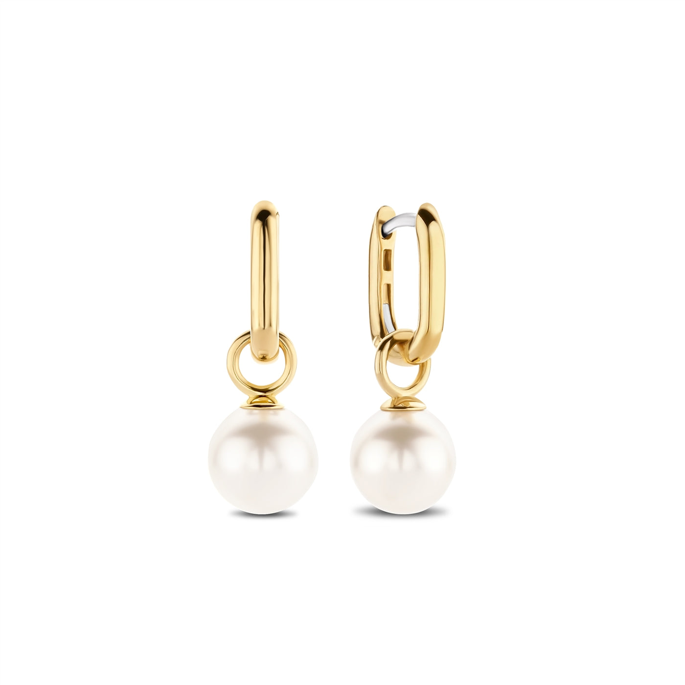 Ti Sento Milano Sterling Silver Gold Plate Drop Pearl Earrings 7848PW