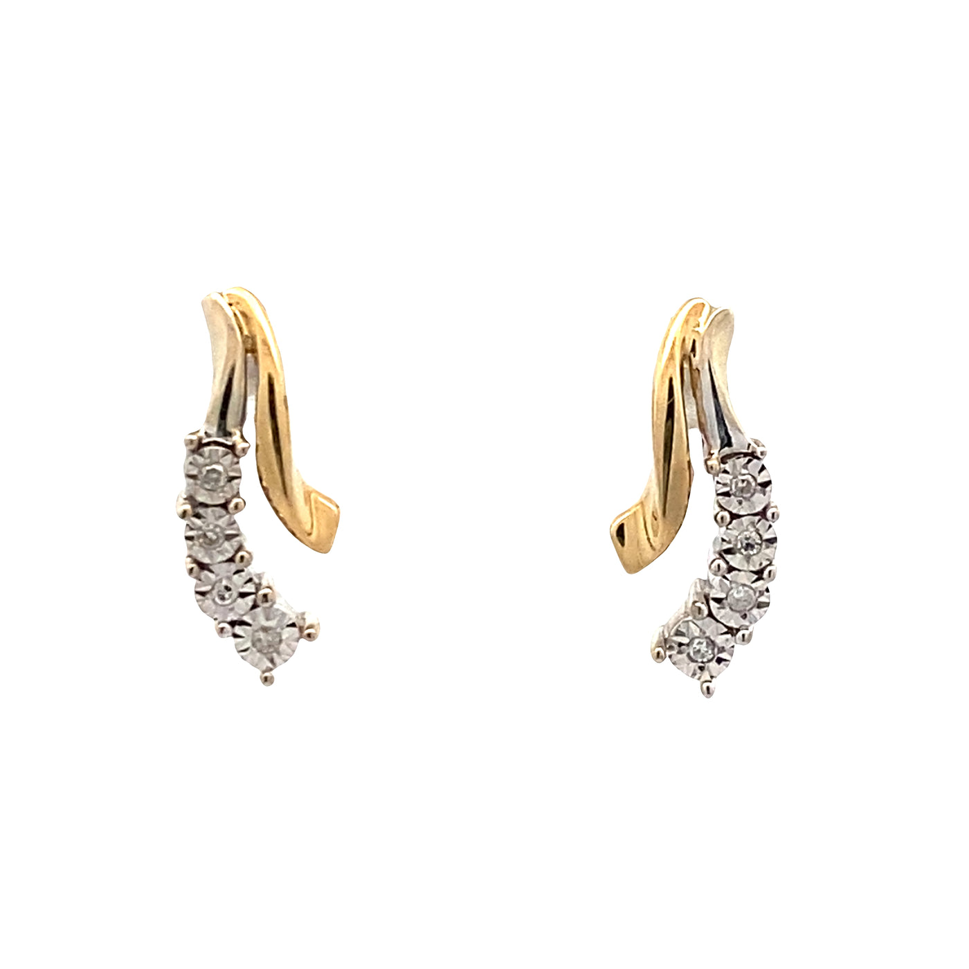 ESTATE Diamond Illusion Studs in Two-Tone Gold