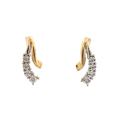 ESTATE Diamond Illusion Studs in Two-Tone Gold
