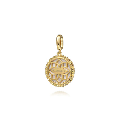 Sapphire and MOP Medallion in Yellow Gold by Gabriel & Co.