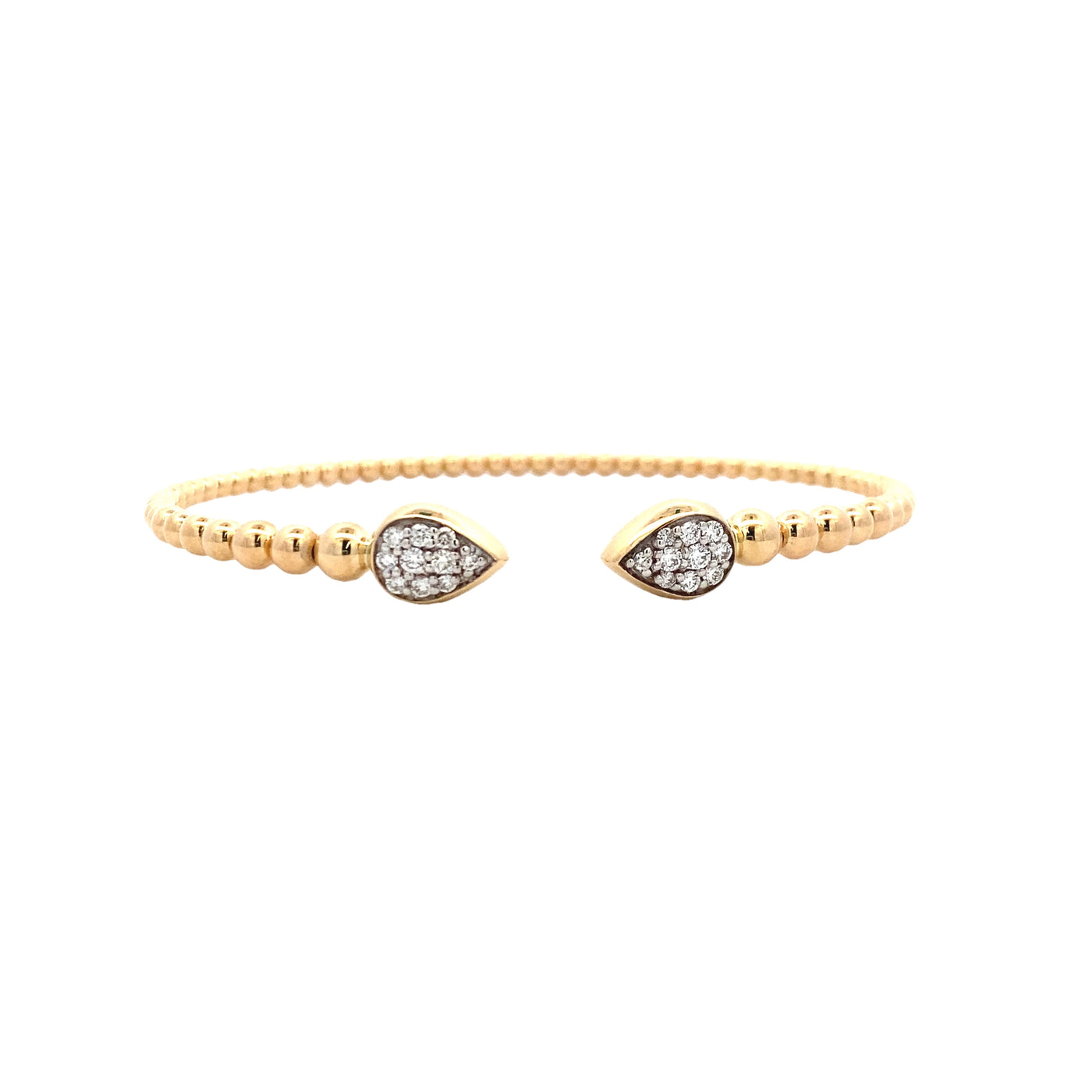 Pear Shaped End Diamond Cuff in Yellow Gold by Gabriel & Co.