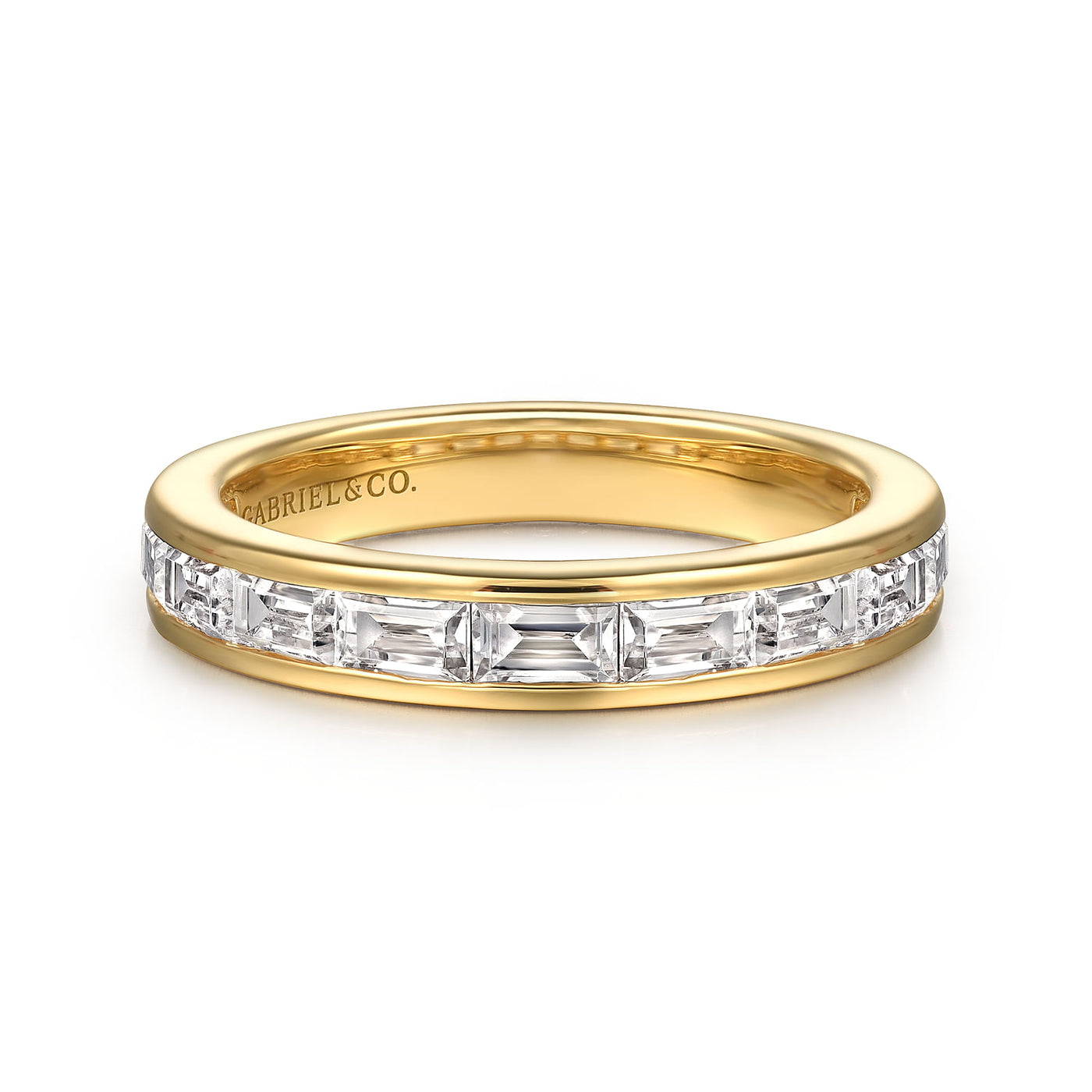 Baquette Diamond Band in Yellow Gold by Gabriel & Co.