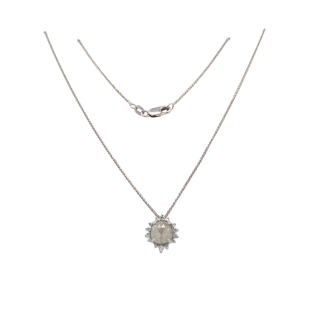 Rose Cut Ice Diamond Pendant in White Gold by B&C