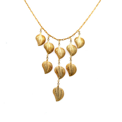 Estate Leaf Motif Necklace in Yellow Gold