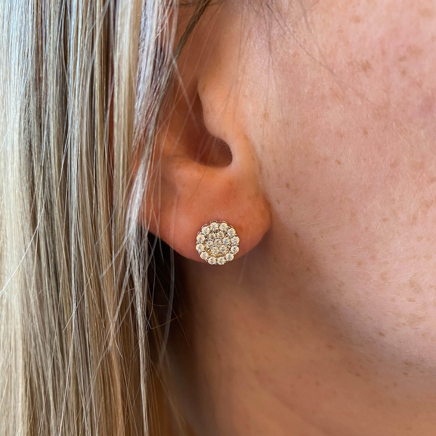 CZ Cluster Stud Earrings in Silver by Ania Haie