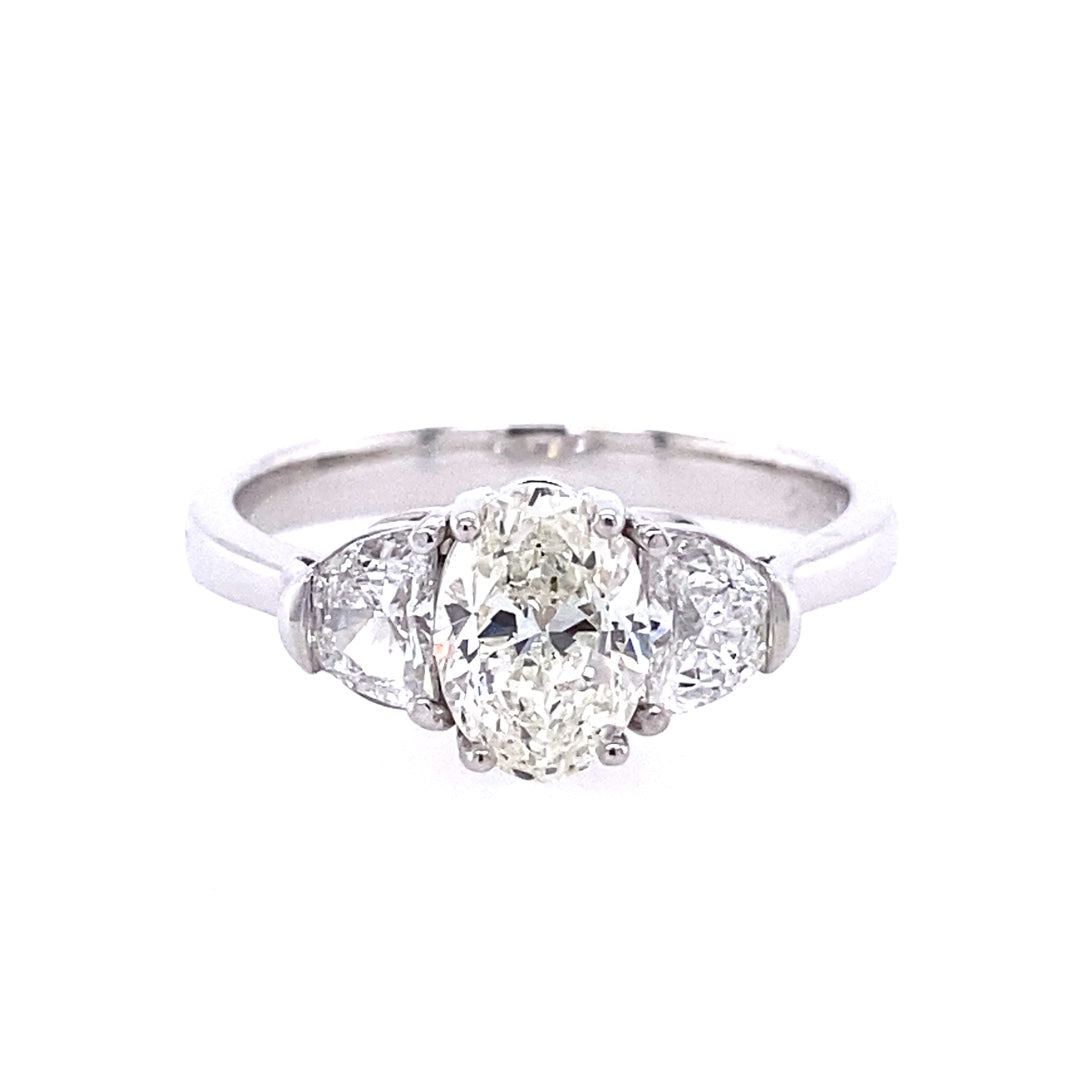 Beeghly & Co. 14 Karat 3 Stone Oval Diamond Engagement Ring with Half Moon Sides  BCR-77