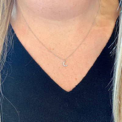 Diamond Pave Moon Pendant in White Gold by Gabriel & Co.