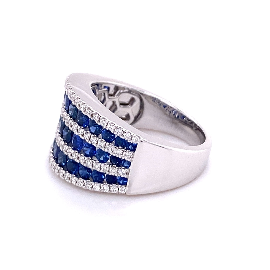 Zeghani 14 Karat White Gold Sapphire and Diamond Band ZR1148