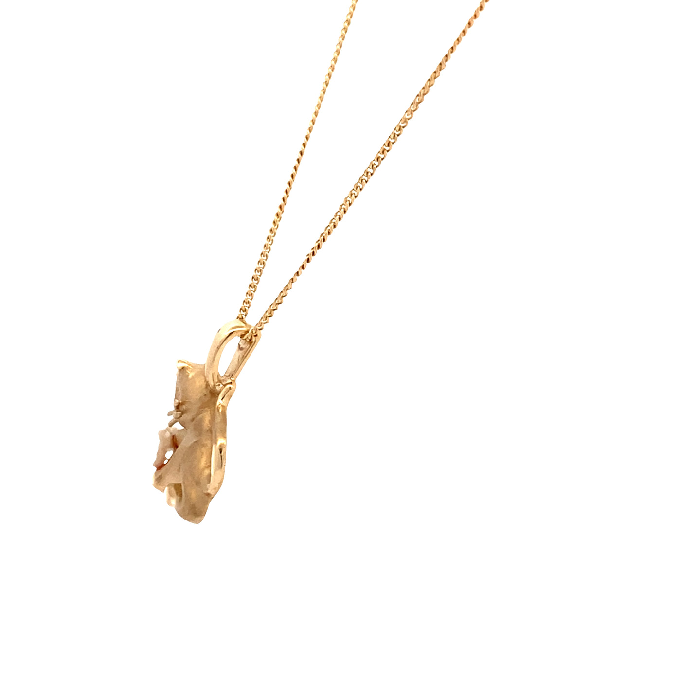 ESTATE Kitten with Pearl Pendant in Yellow Gold