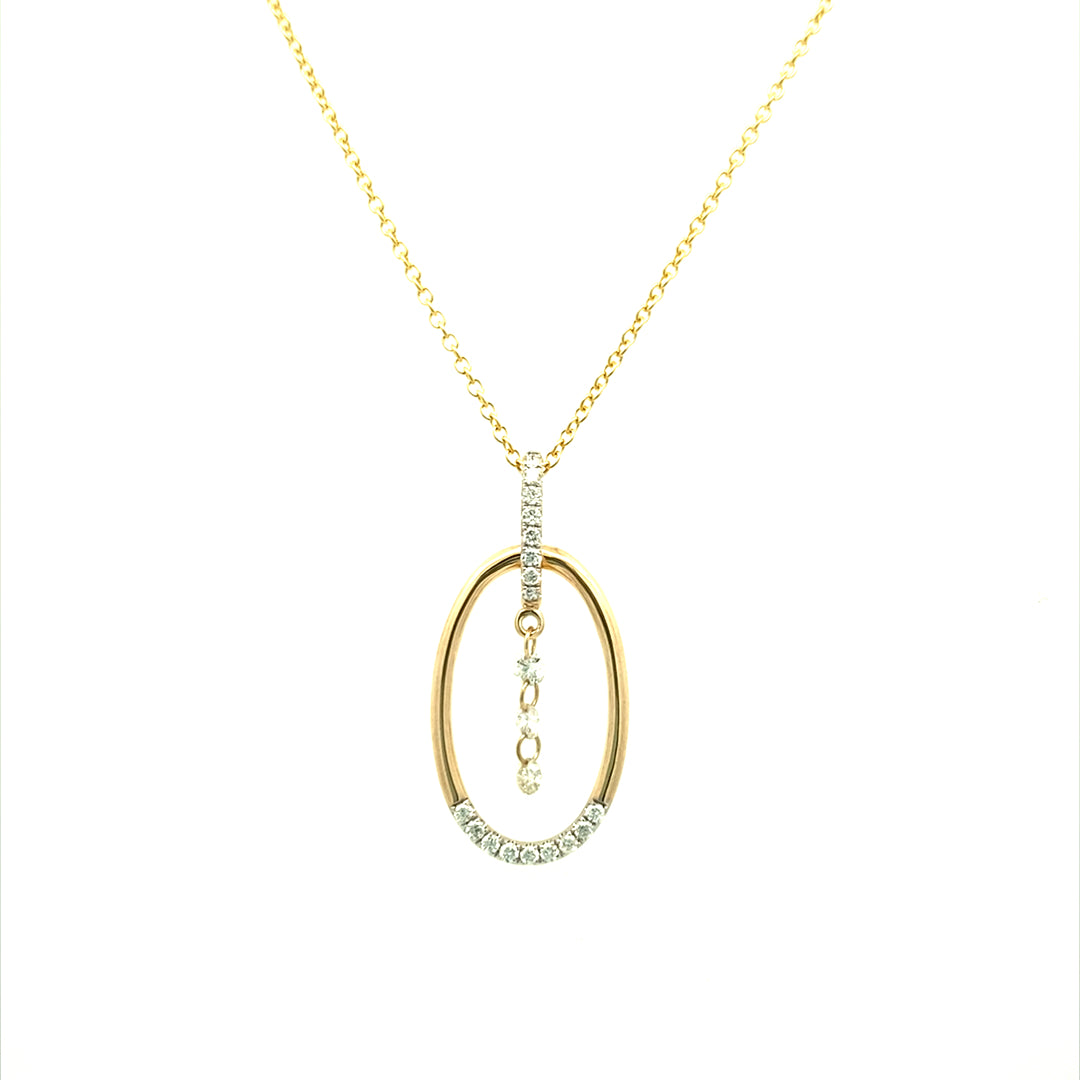 14 Karat Pierced Diamond Oval Drop Style Pendants 325437