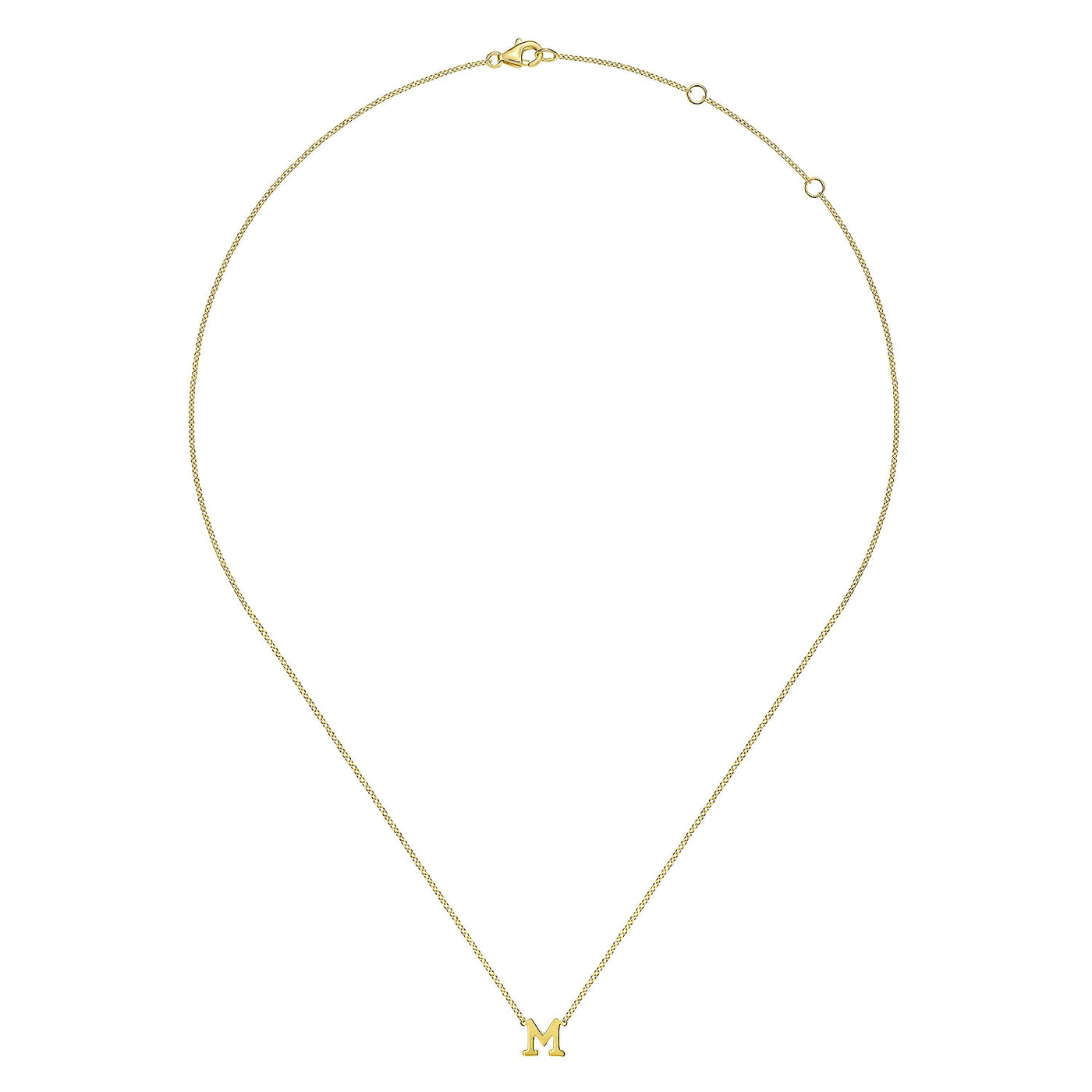 Initial “M” Necklace in Yellow Gold by Gabriel & Co.