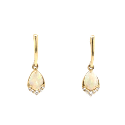 Australian Opal and Diamond Drop Earrings in Yellow Gold by Parlé