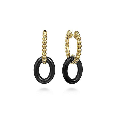 Gabriel & Co. 14 Karat Black Ceramic Drop Gold Earrings EG15020Y4JCB