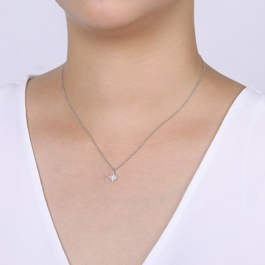 Diamond Star Pendant in White Gold by Gabriel & Co.