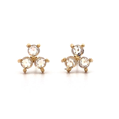 Moonstone Triad Earrings in Yellow Gold by B&C