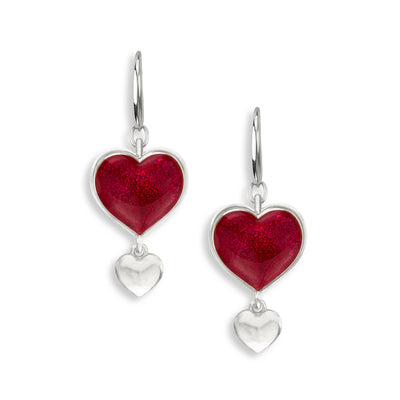 Nicole Barr Silver Red Enamel Heart Earrings NW0467A