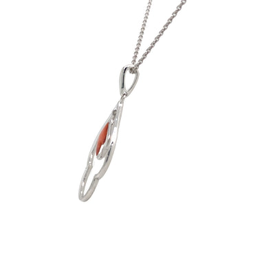 Red Spiny Oyster Open Drop Pendant in Silver by Kabana