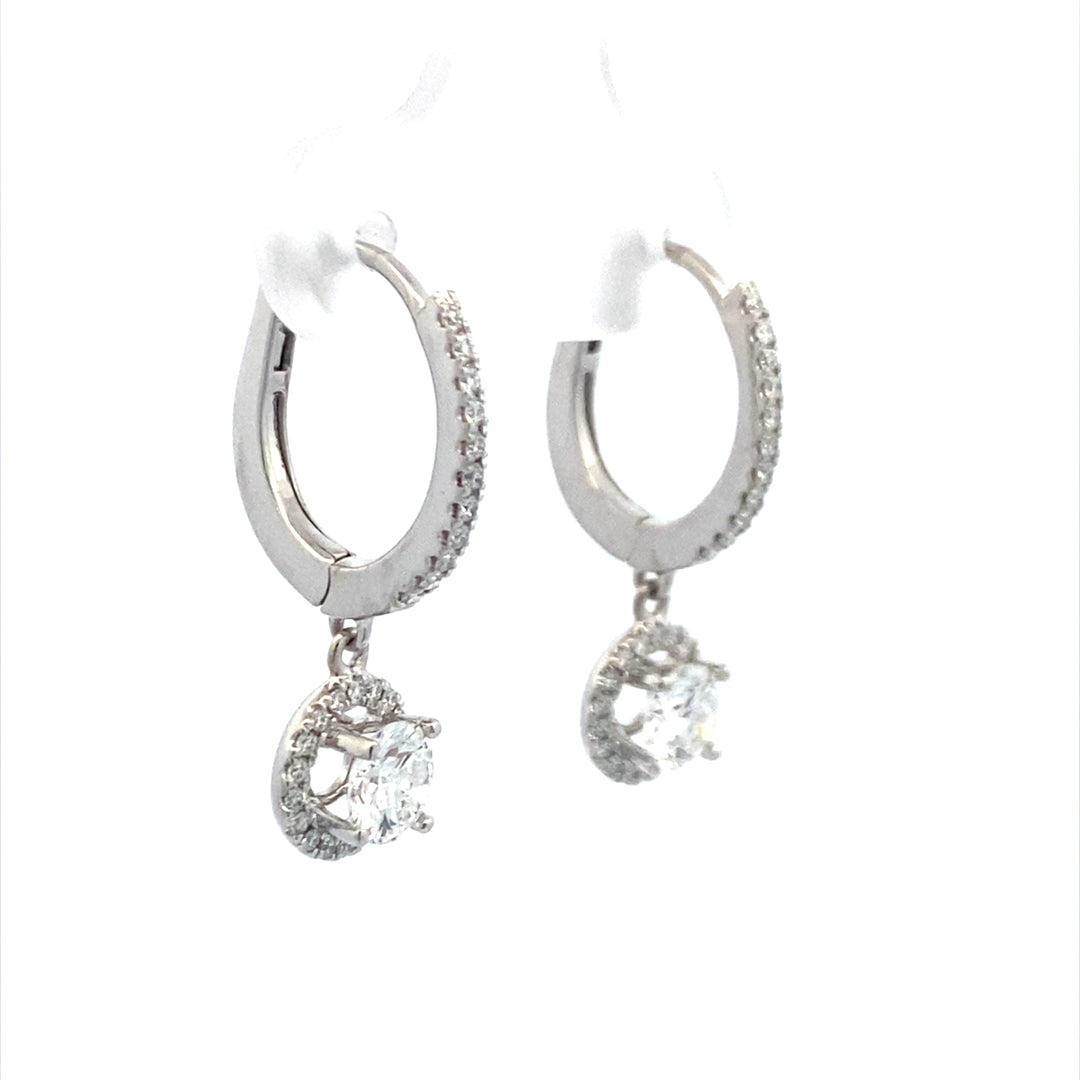 14 Karat Diamond Halo Drop Earrings PE250-1D