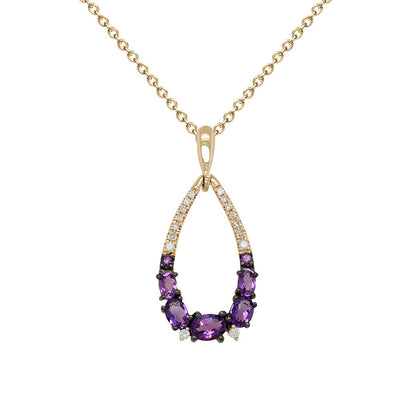 Amethyst and Diamond Pendant in Yellow Gold