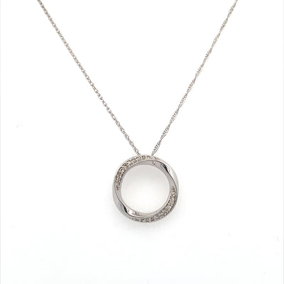 Diamond Circle Pendant in Silver