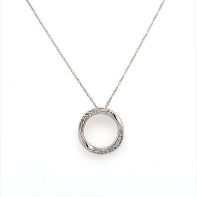 Sterling Silver Circle & Diamond Pendant PSD015-W