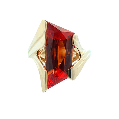 ESTATE Strell Orange Gemstone Ring in Yellow Gold