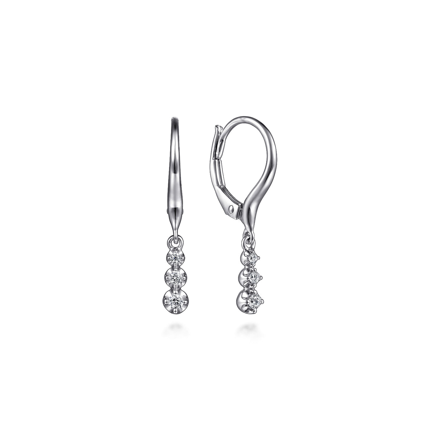 Diamond Dangle Huggies in White Gold by Gabriel & Co.