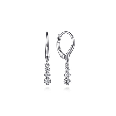 Diamond Dangle Huggies in White Gold by Gabriel & Co.