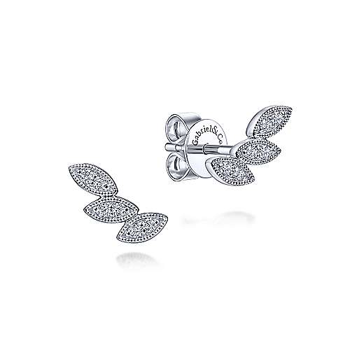 Diamond Triple Marquise Studs in White Gold by Gabriel & Co.
