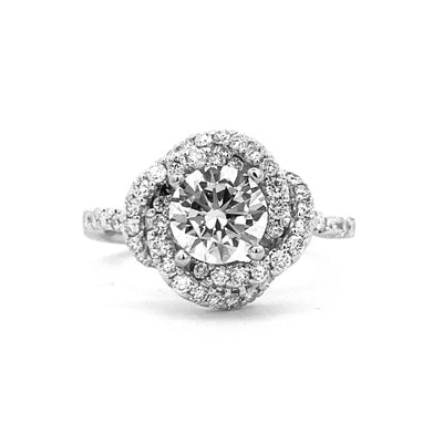 Gabriel & Co. 14 Karat White Gold Round Diamond Love Knot Engagement Rings W-ER8143D4