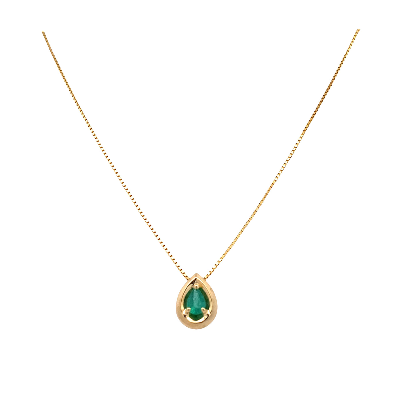 ESTATE Emerald Drop Pendant in Yellow Gold