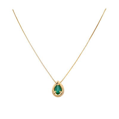 ESTATE Emerald Drop Pendant in Yellow Gold